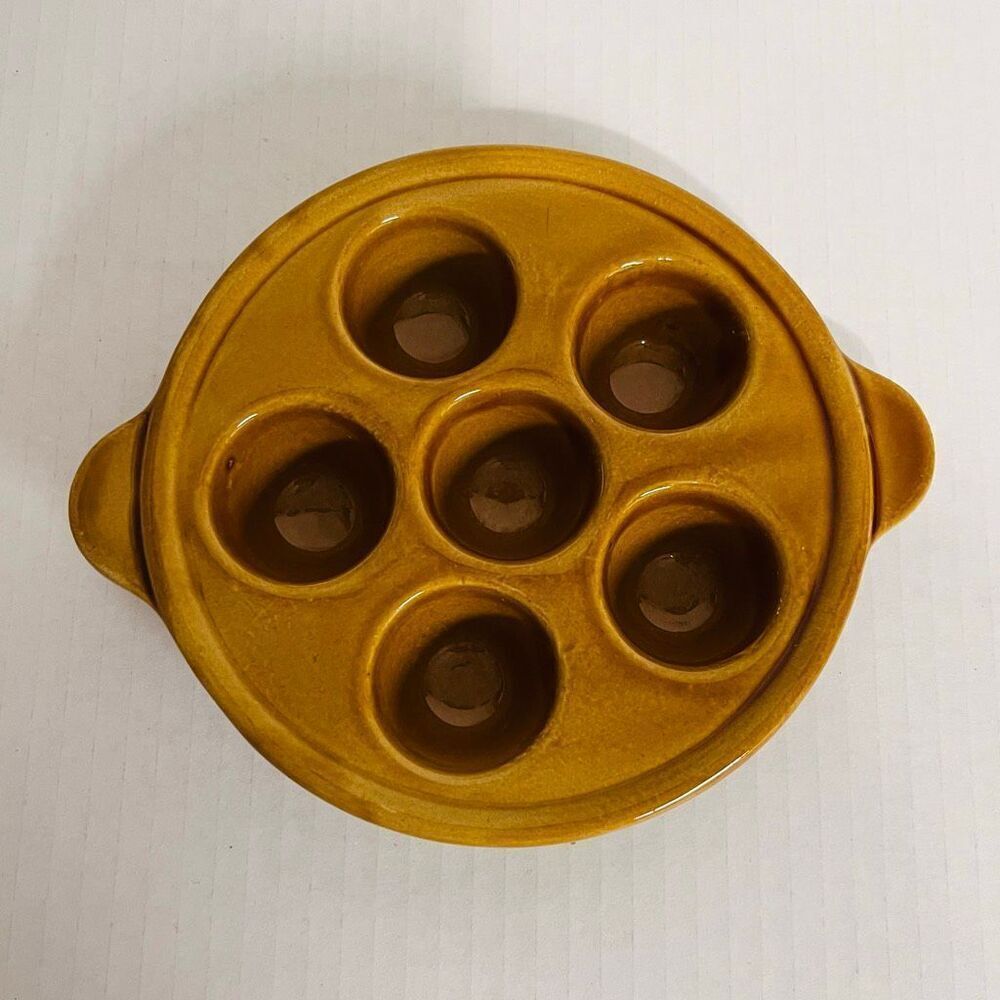 Vintage Emile Henry Stoneware Serving Dish For Stuffed Mushrooms, Quail Eggs And